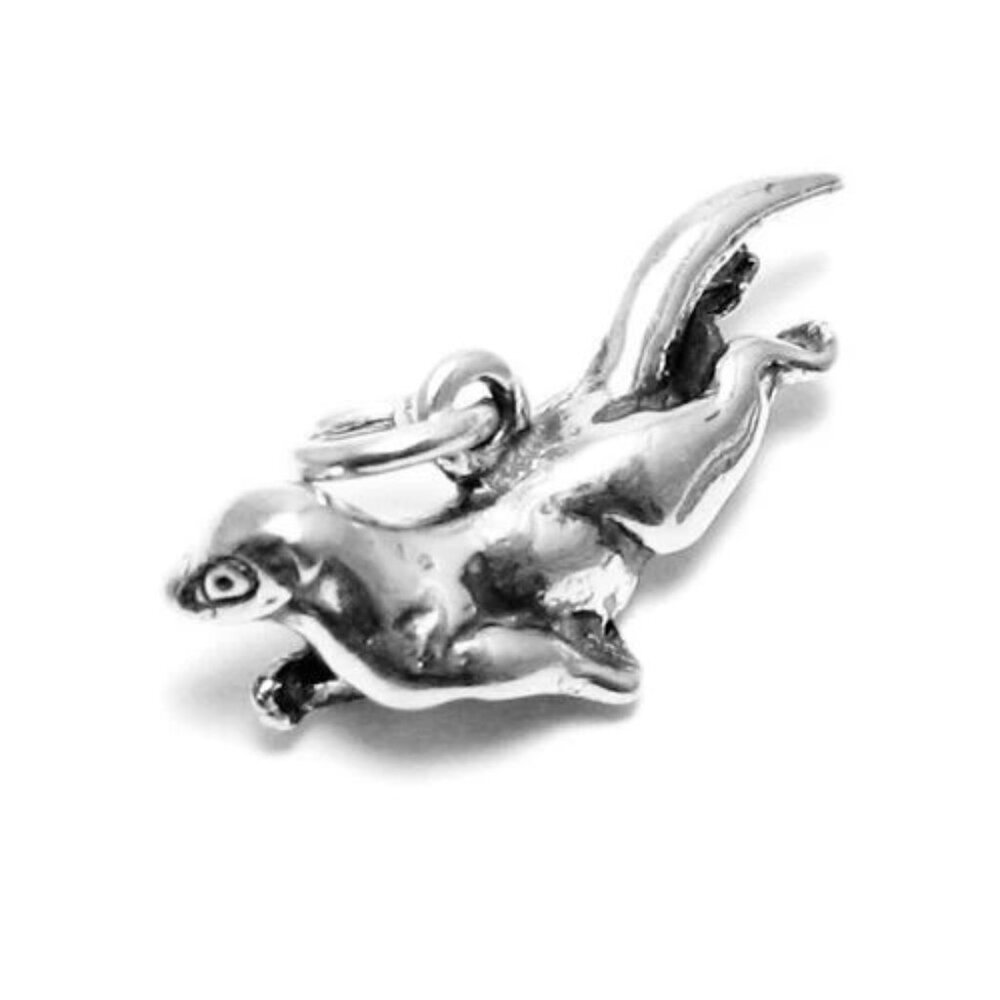 Seal Charm In 3d. Sterling Silver.